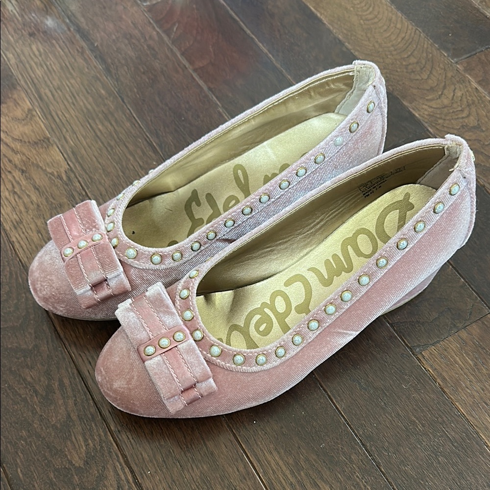 Sam Edelman Velvet Herls with Bow and Pearl Accents